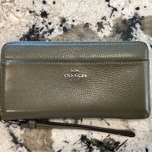 Coach Sage Green Leather Wristlet